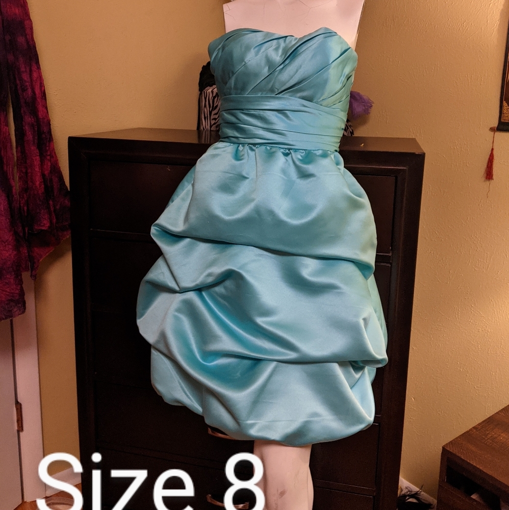 Size 8 Teal Dress by "Bill Levkoff"